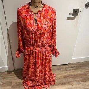 Vince Camuto Vibrant Floral Long Sleeve Dress